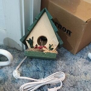Decorative Green and White Wooden Birdhouse
